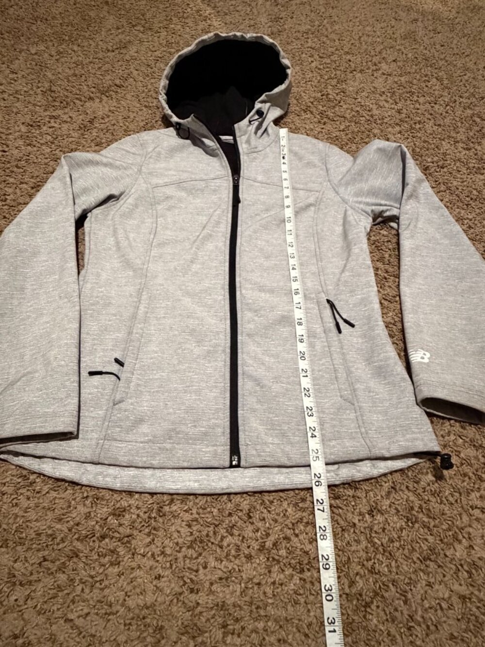 New Balance Gray Hooded Softshell Activewear Jacket - Small - Picture 9 of 9